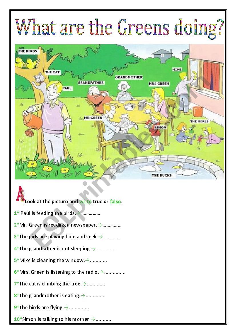 What are the Greens doing? worksheet