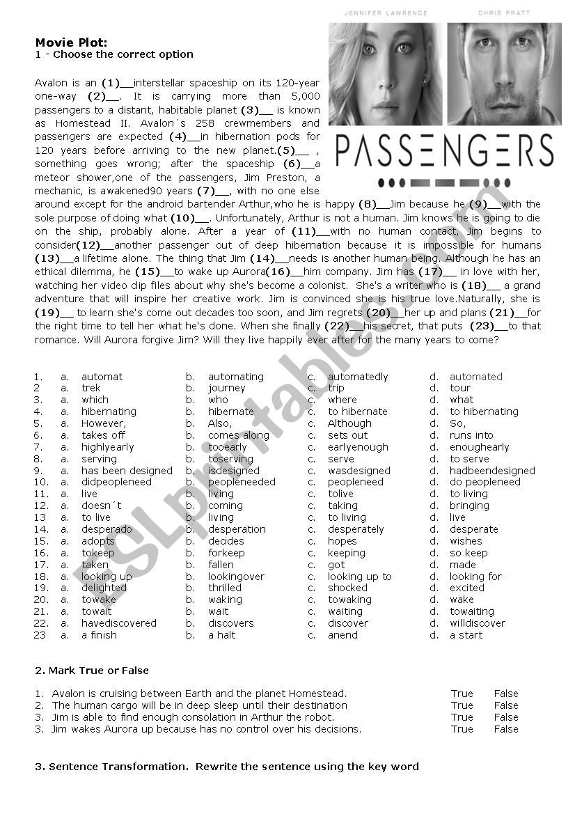 Passangers worksheet