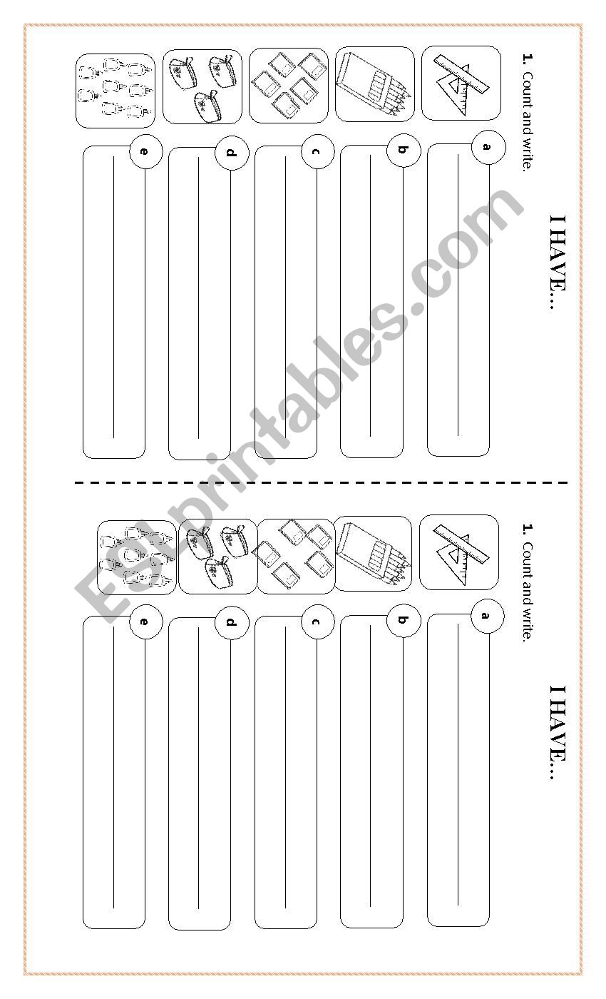 I have two pencils worksheet