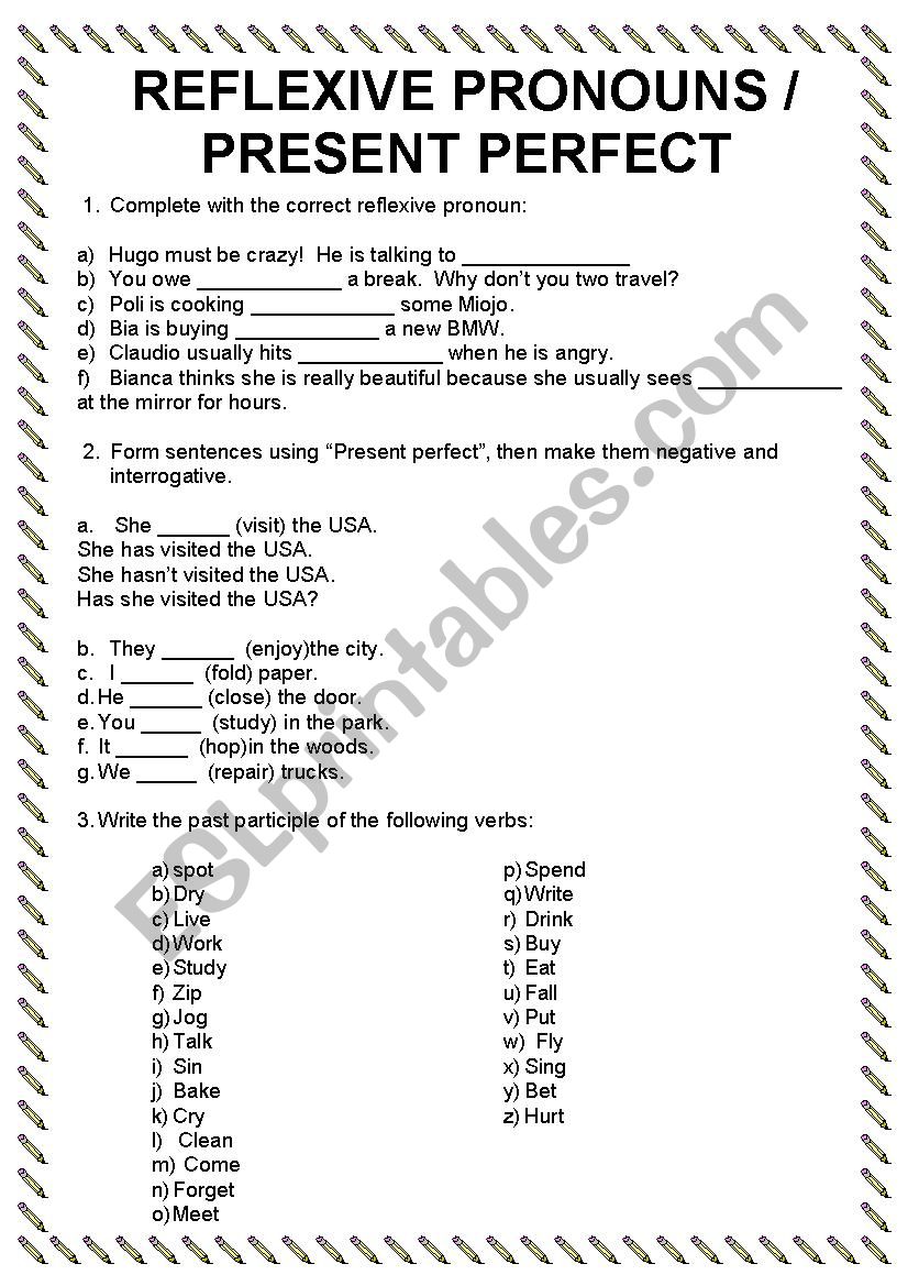 Reflexive pronouns and present perfect