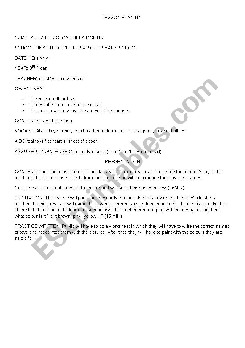 LESSON 1  worksheet