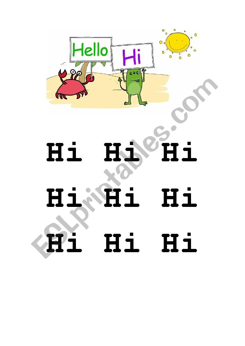 Hi - Hello Tracing letters worksheet