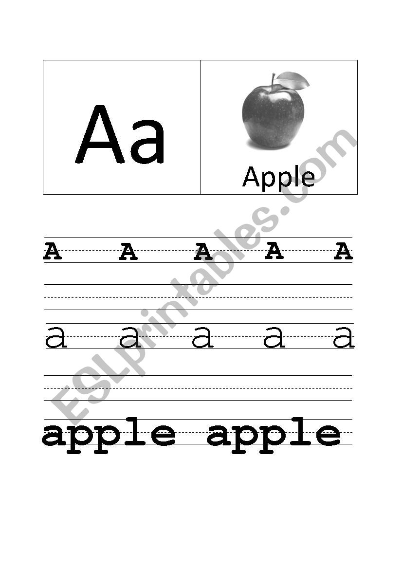Aa Tracing letters - Alphabet worksheet