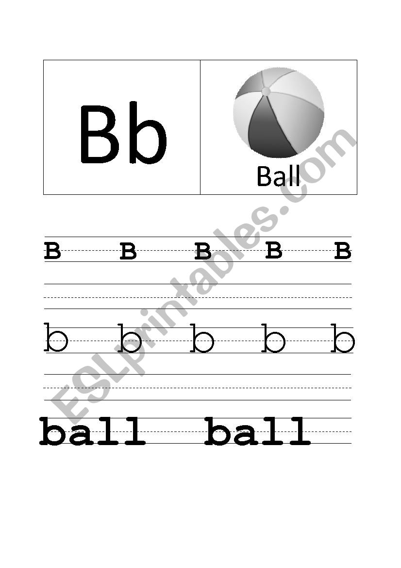 Bb Tracing lettes - Alphabet worksheet