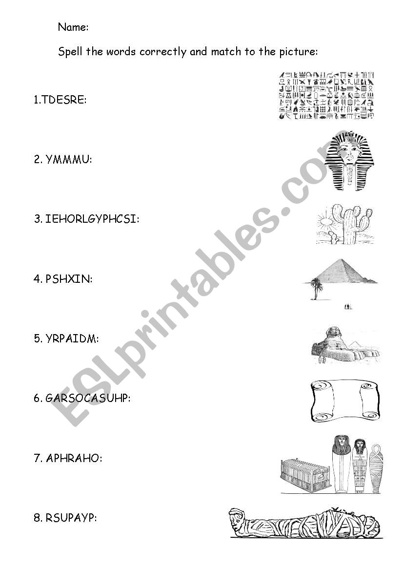 Egypt worksheet