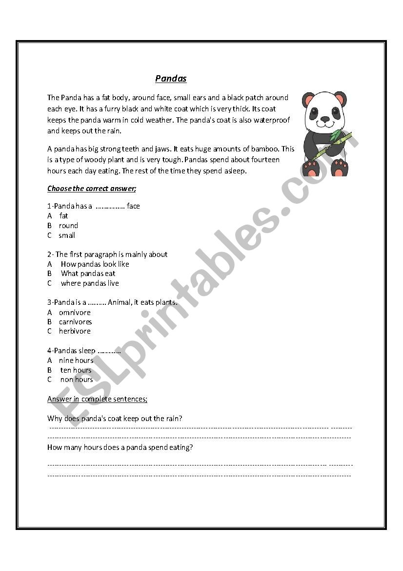 A reading worksheet titled 