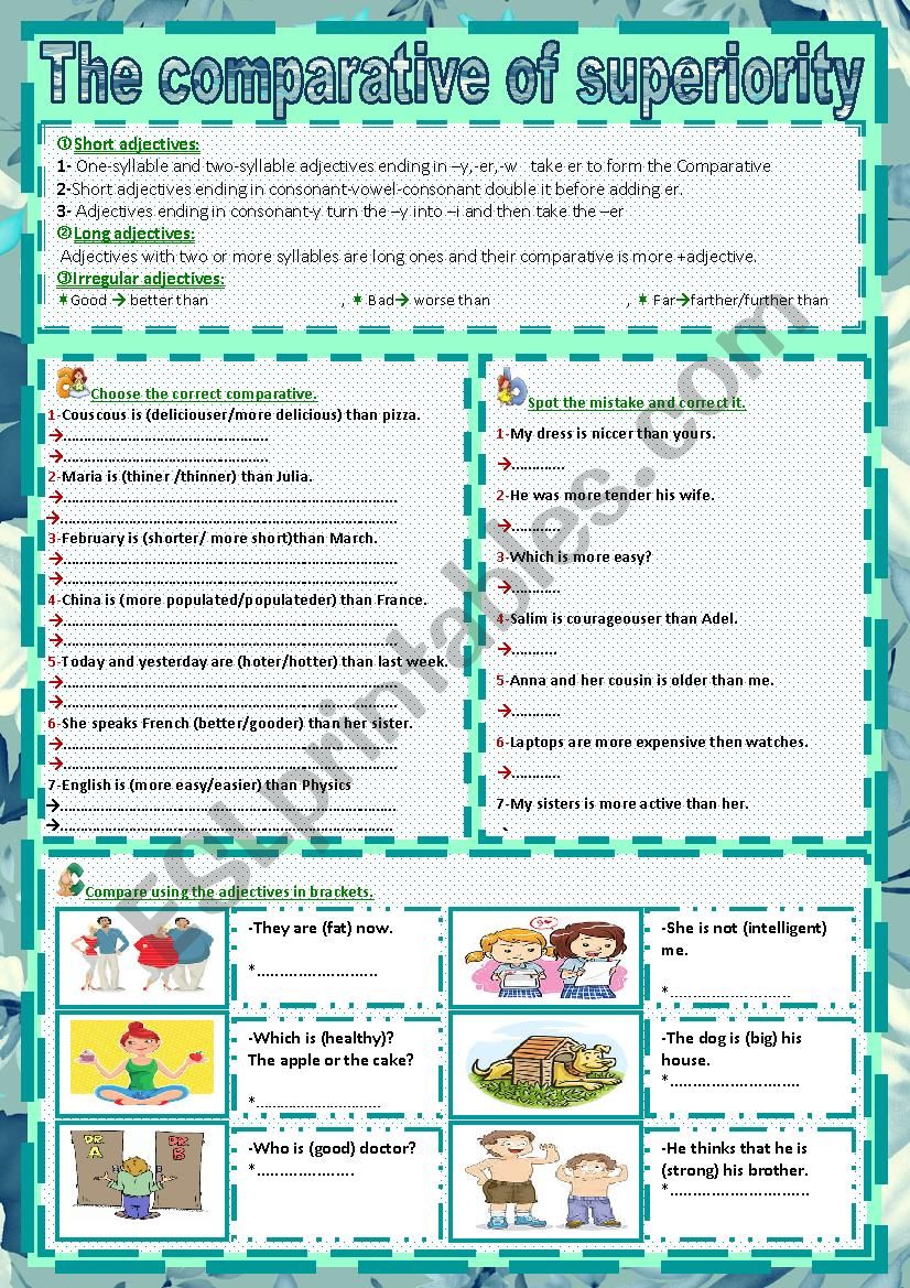 comparatives worksheet