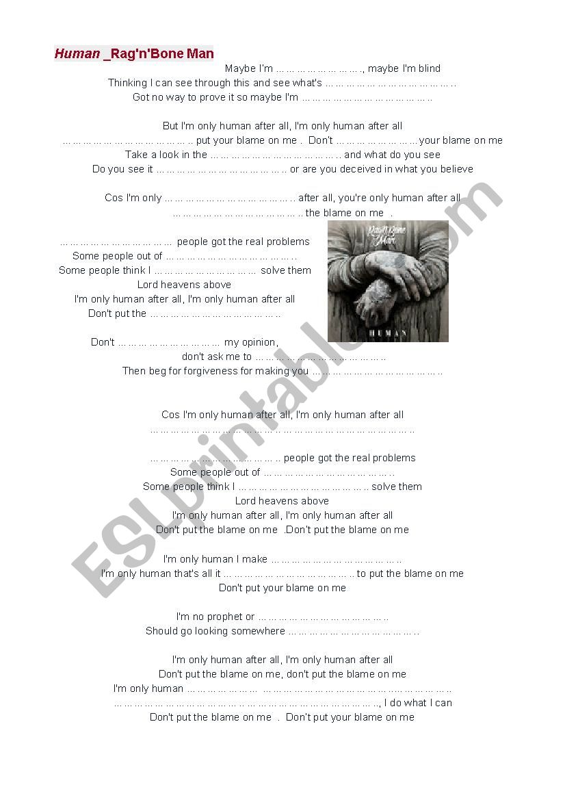 Human, Rag n bone worksheet