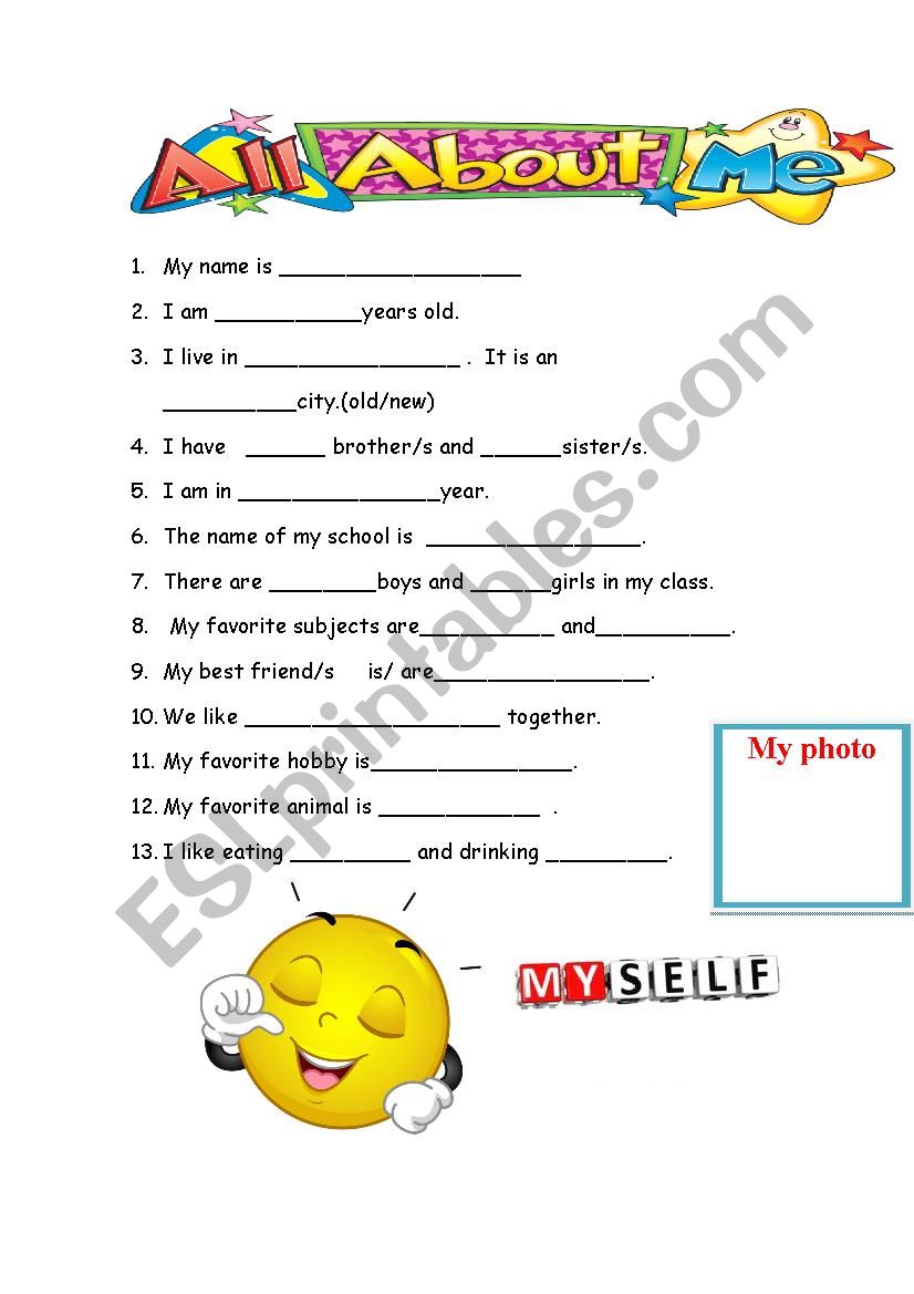 all about me worksheet