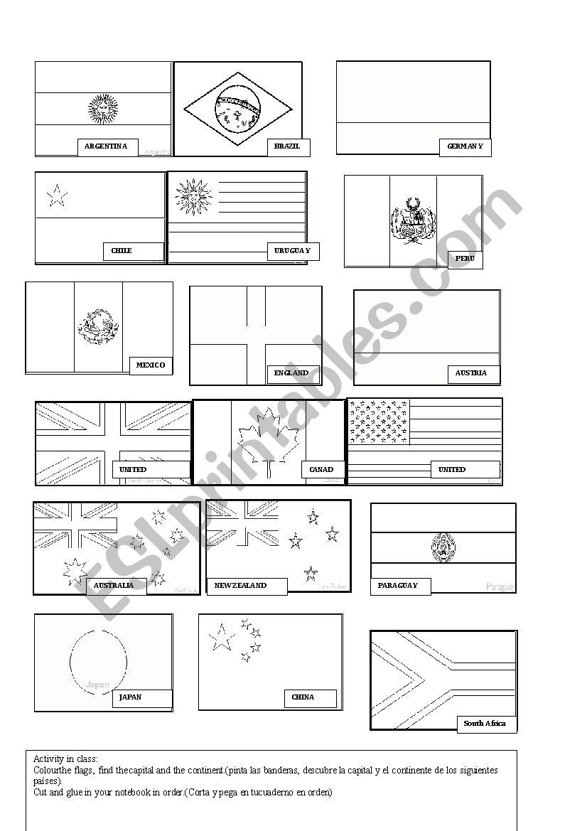 flags of the world worksheet