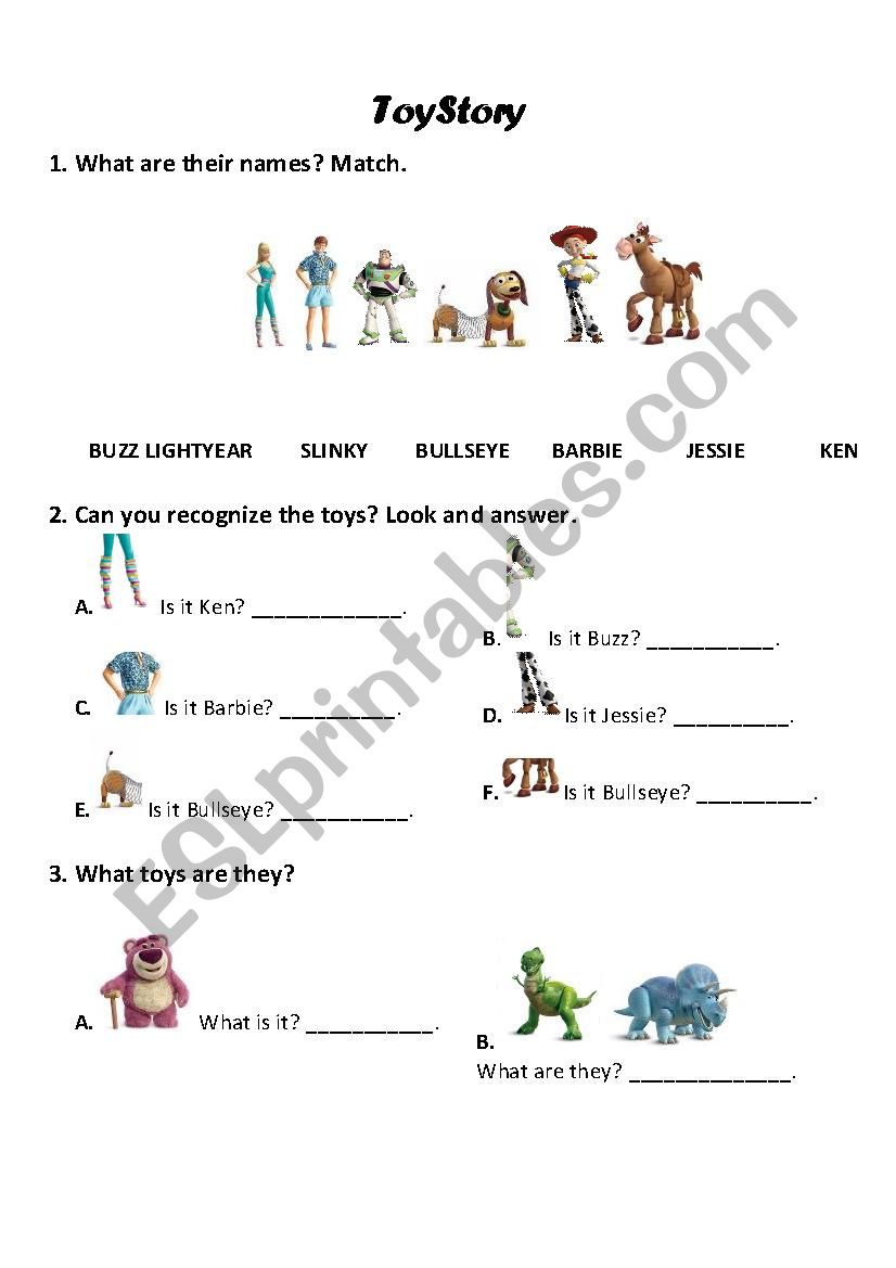 Toy Story worksheet