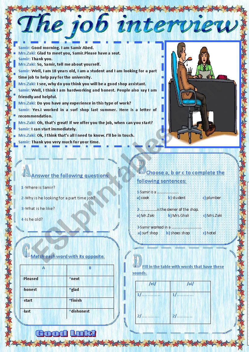 The job interview worksheet