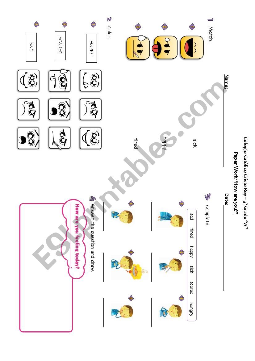 feelings and emotions test worksheet