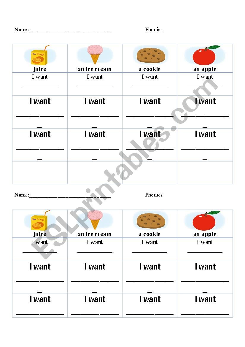 Talking about what you want worksheet