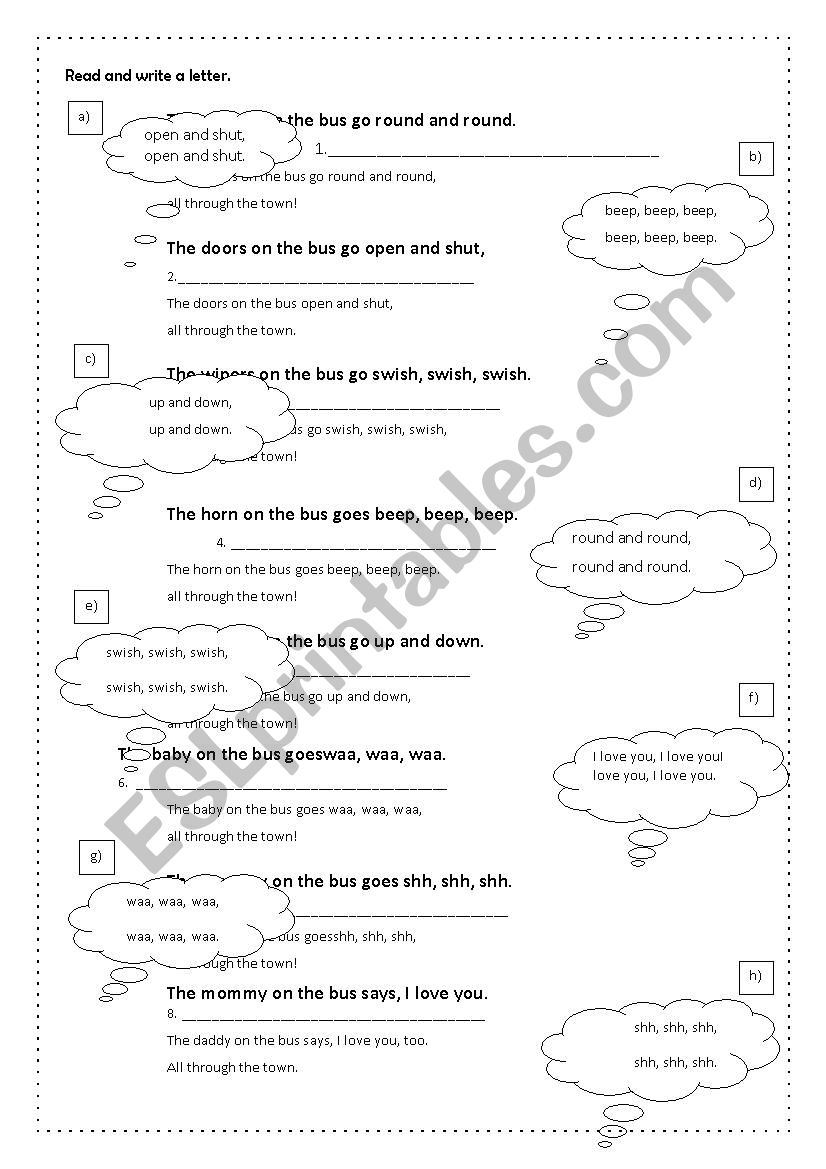 The wheels on the bus worksheet