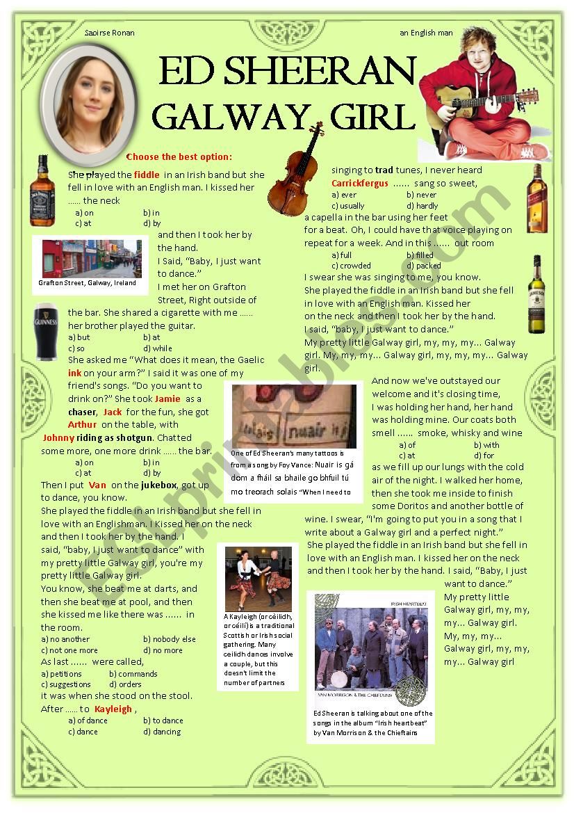 Ed Sheeran - Galway girl worksheet