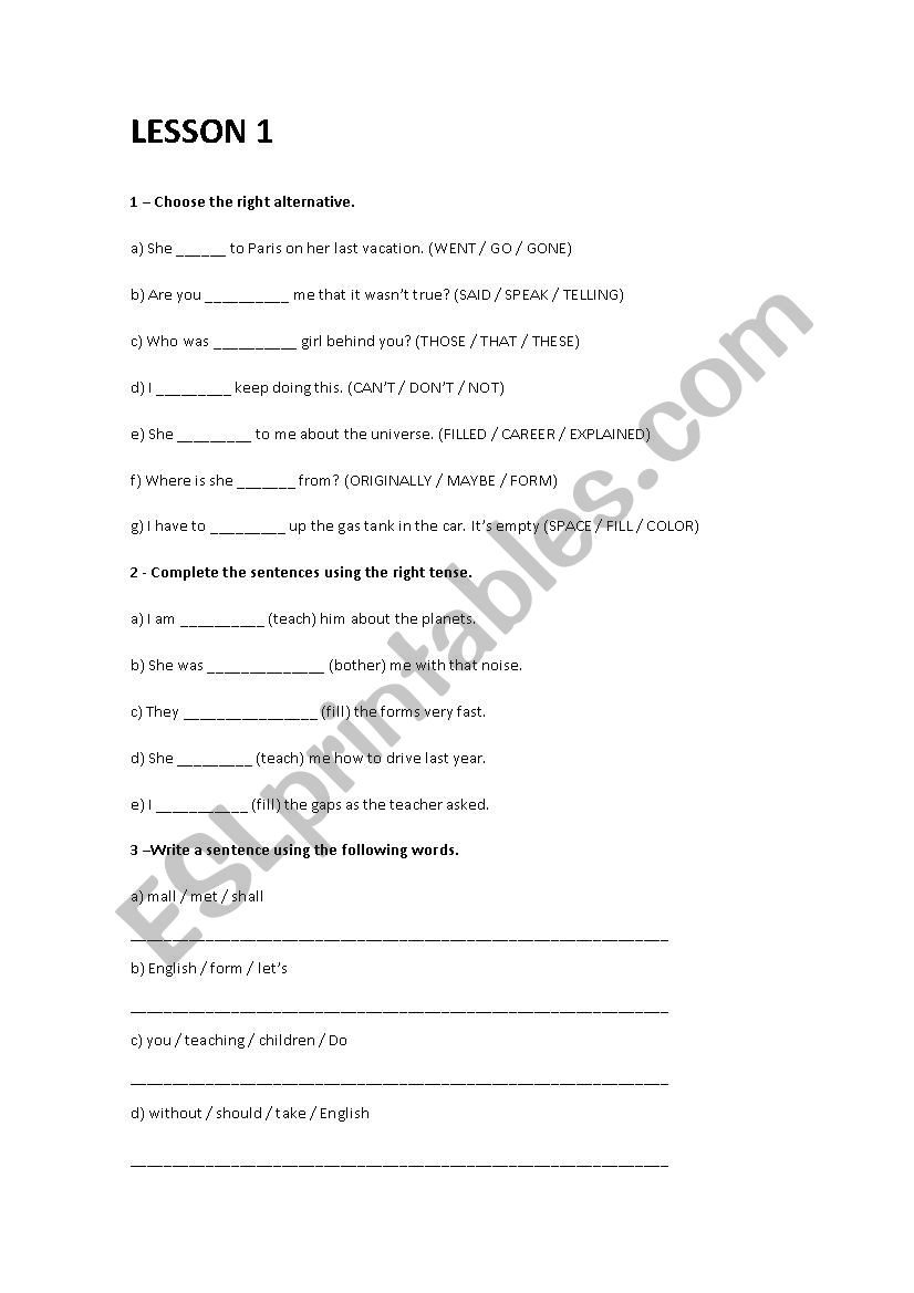 LESSON1 worksheet