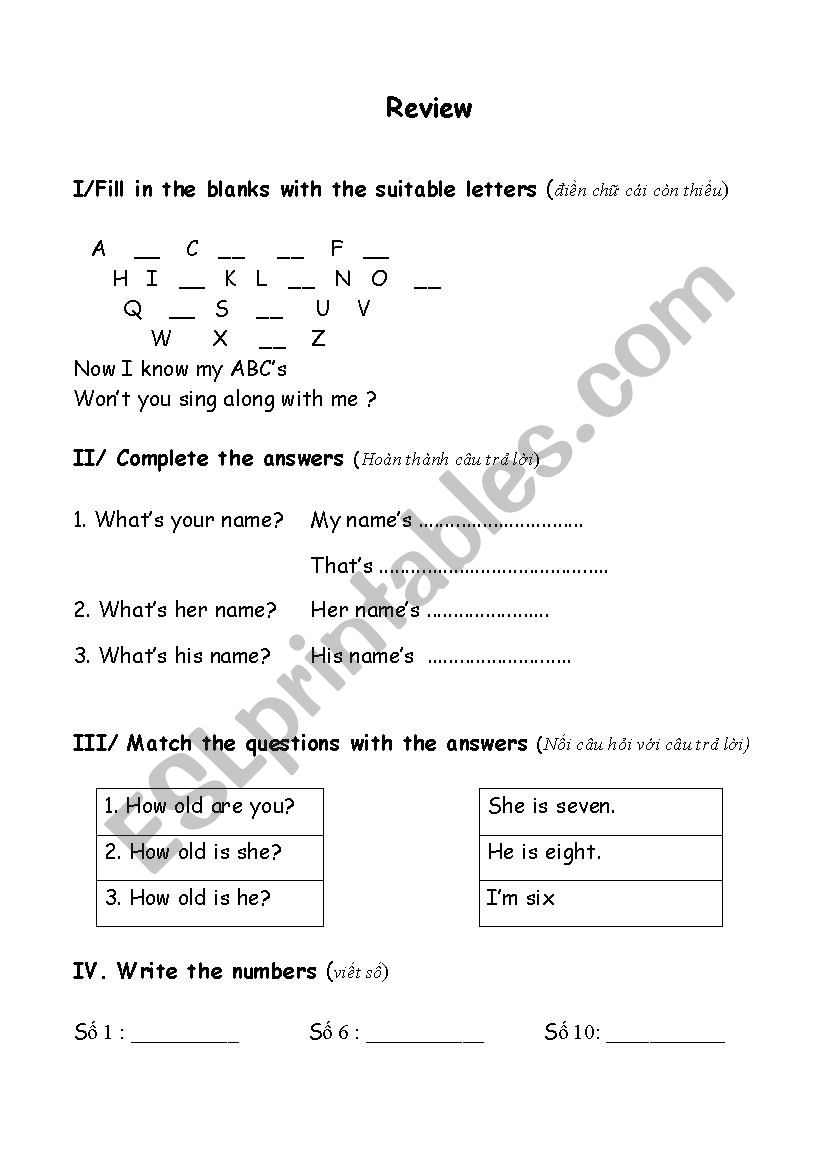 review worksheet