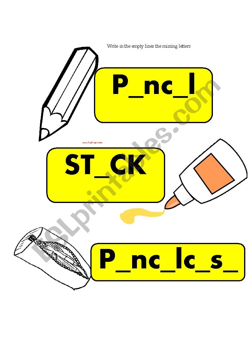 School Objects  worksheet