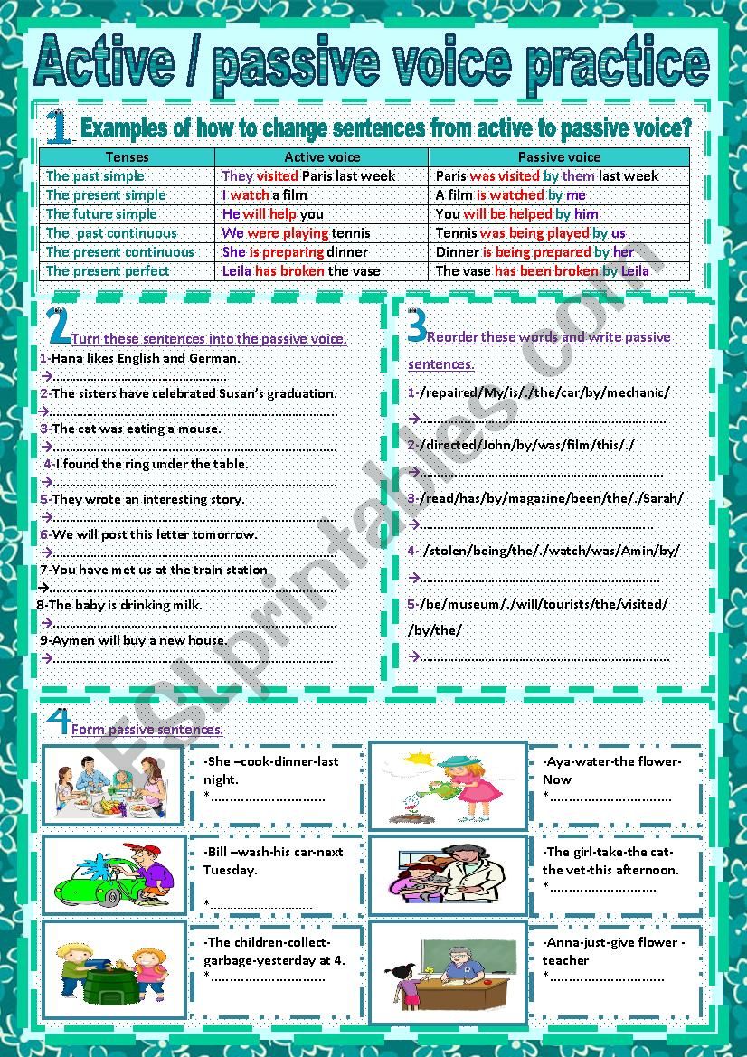 active pasive voice practice worksheet