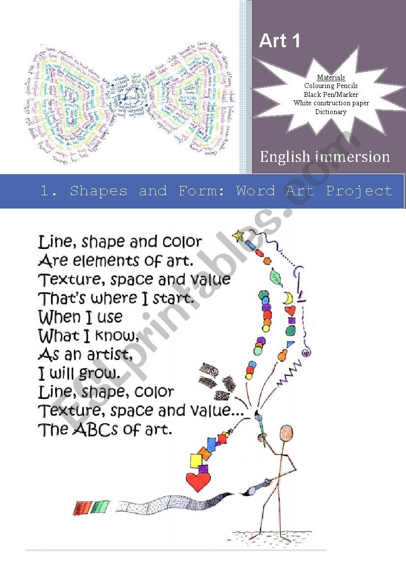 Word Art Lesson worksheet