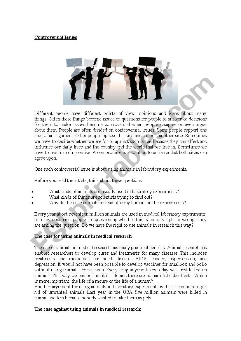 Controversial issues worksheet