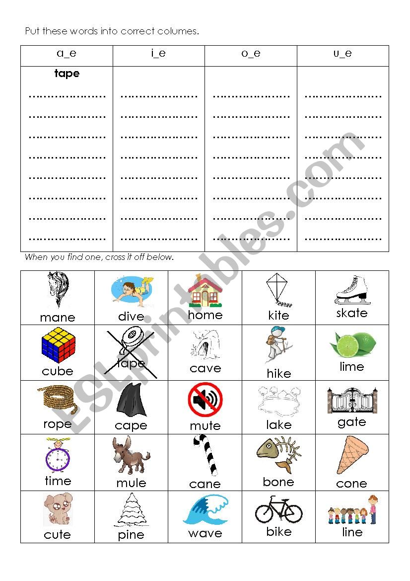 Phonics worksheet