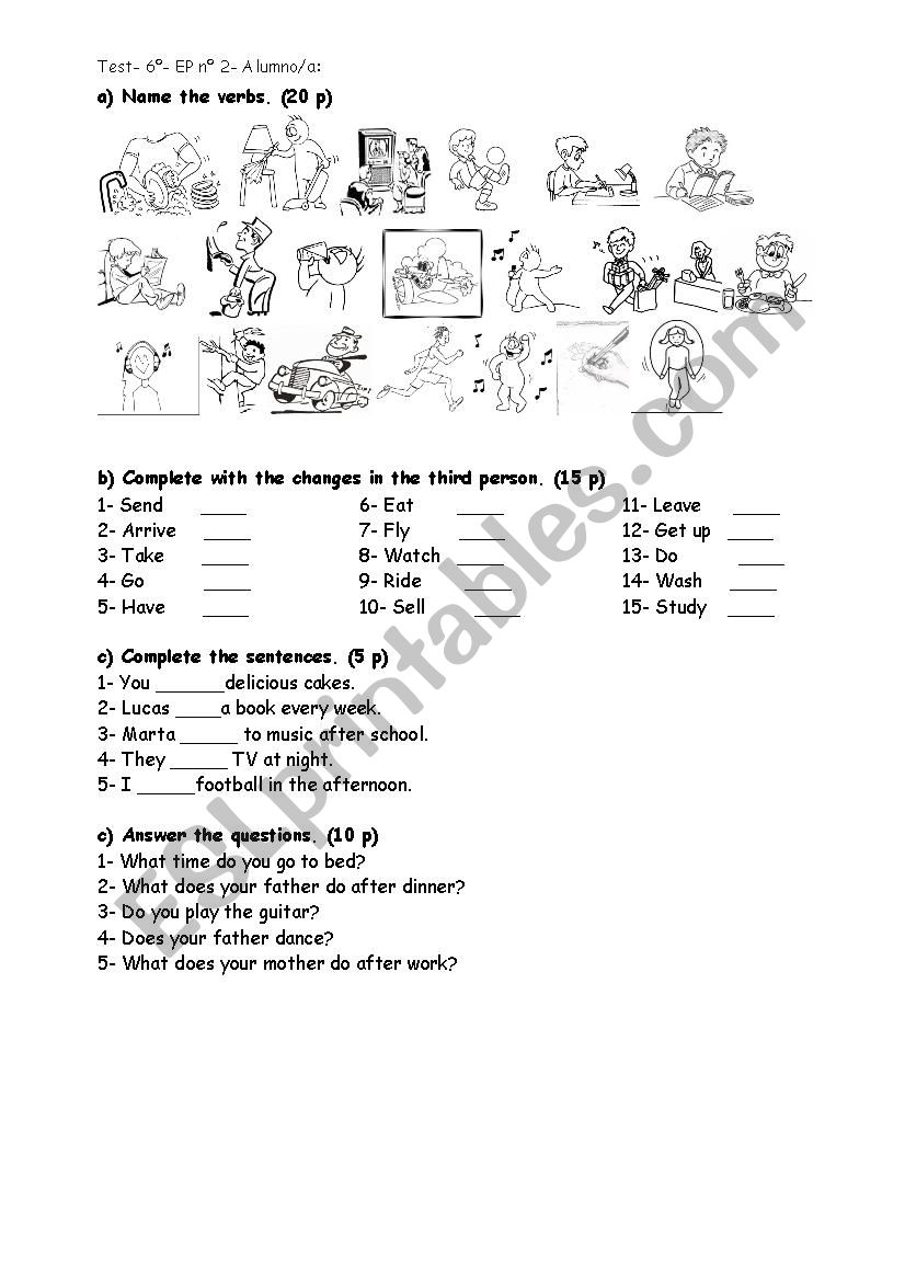 Test- Present Simple worksheet