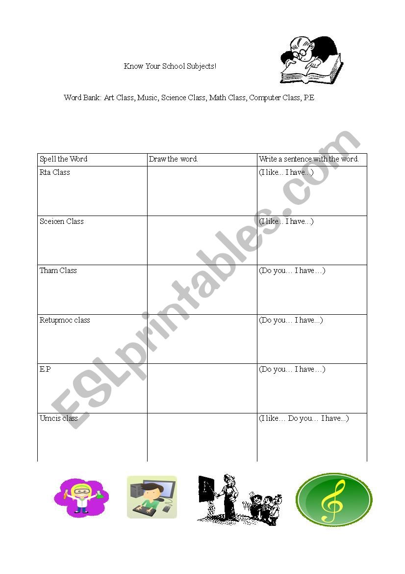 School Subjects ID and Sentences