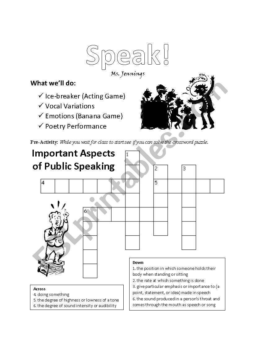 Speak (Poetry Performance) worksheet