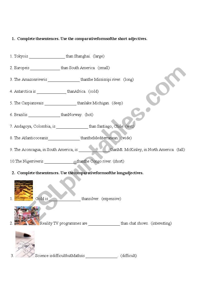 comparative worksheet