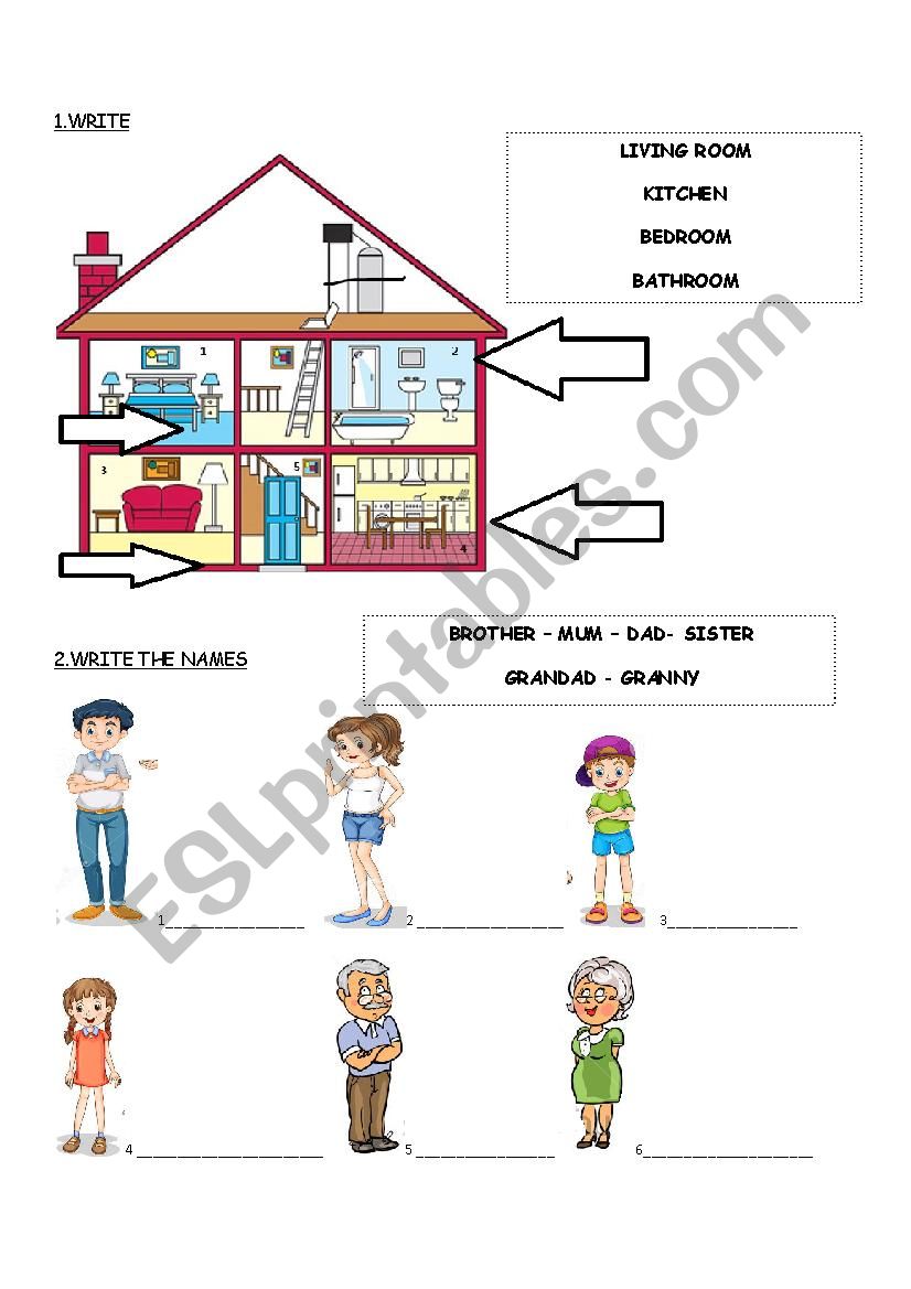 house - family worksheet