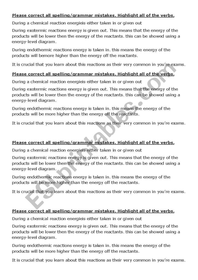 Science Literacy starter worksheet