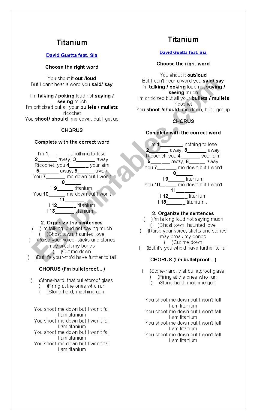 Titanium worksheet