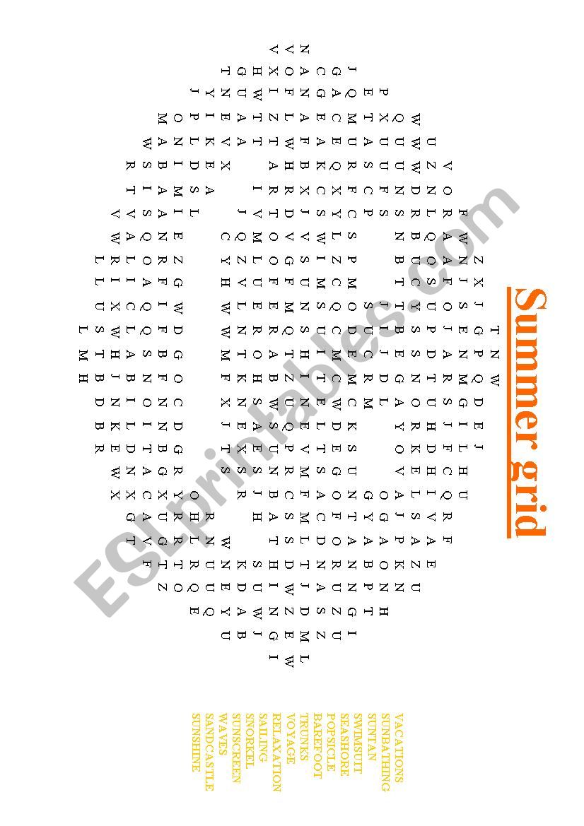 Summer grid worksheet