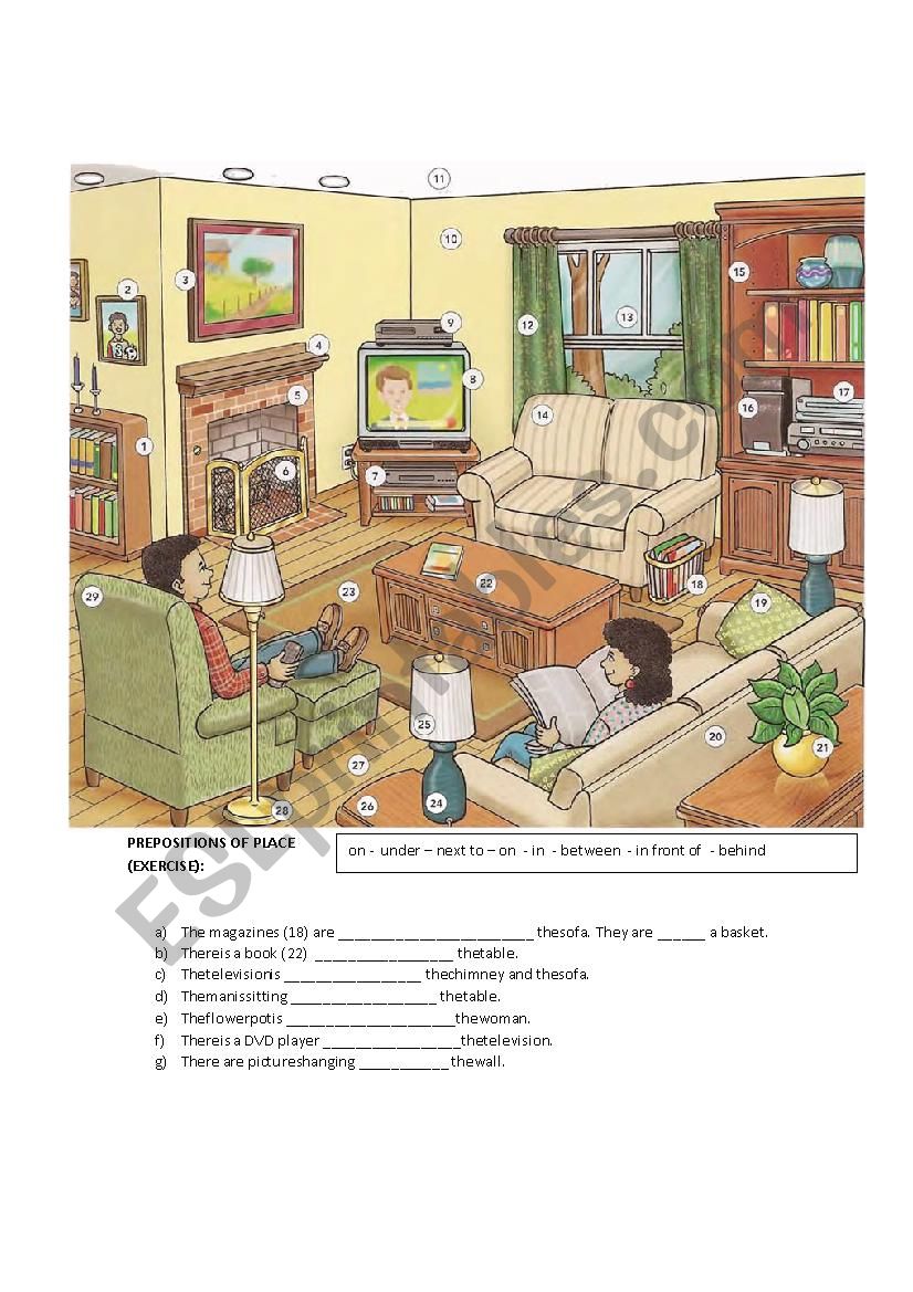 PREPOSITIONS OF PLACE WORKSHEET