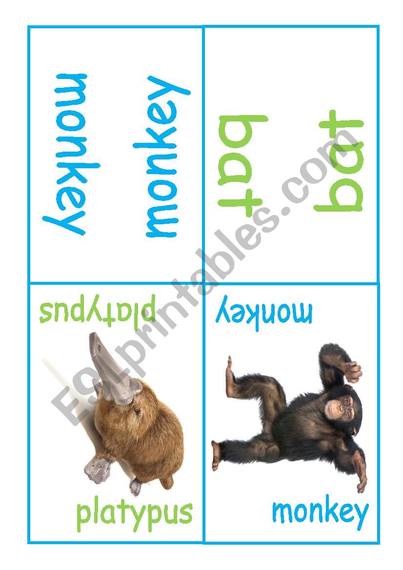 Kids dominoes - mammals worksheet