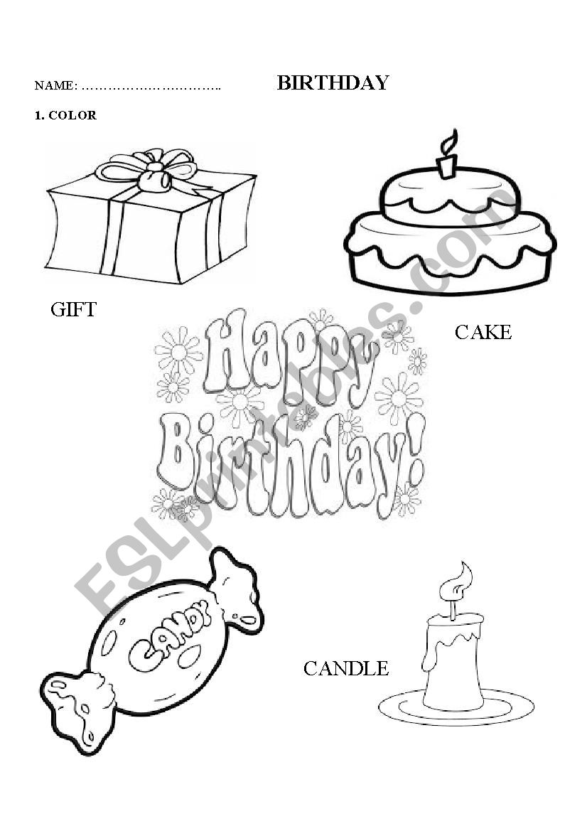 birthday words worksheet