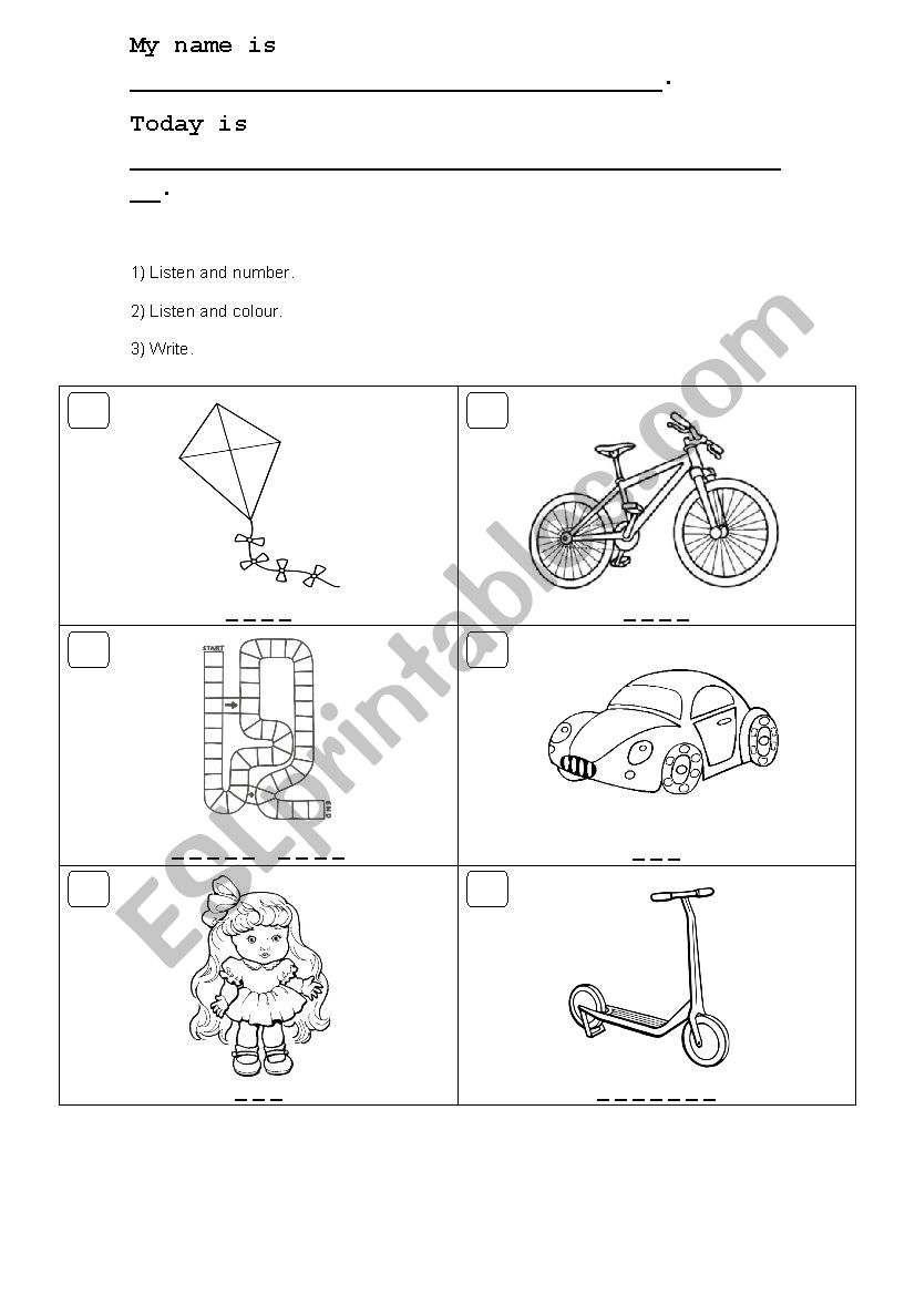 Toys worksheet