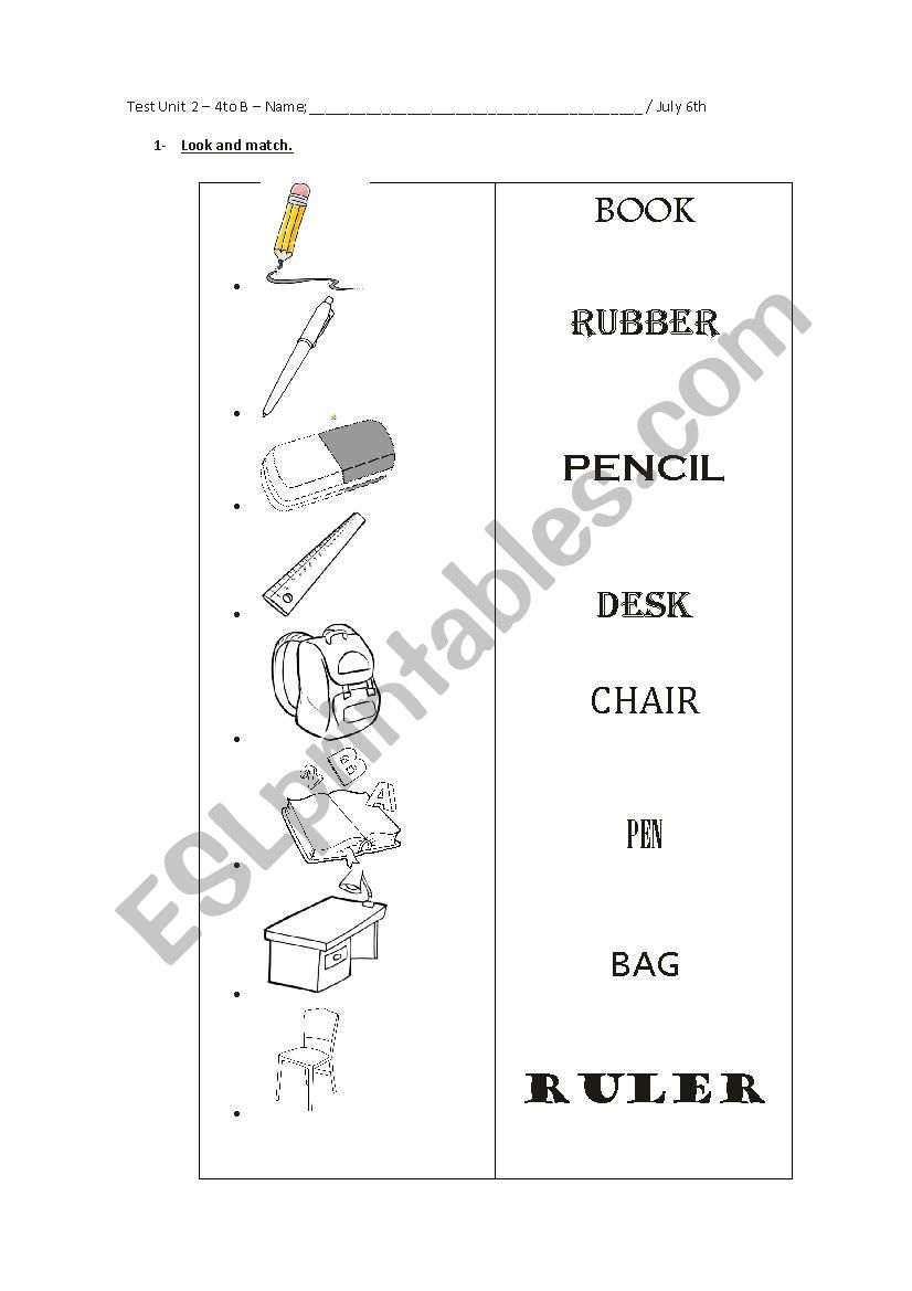 Test Unit 2 - New treetops 2 worksheet