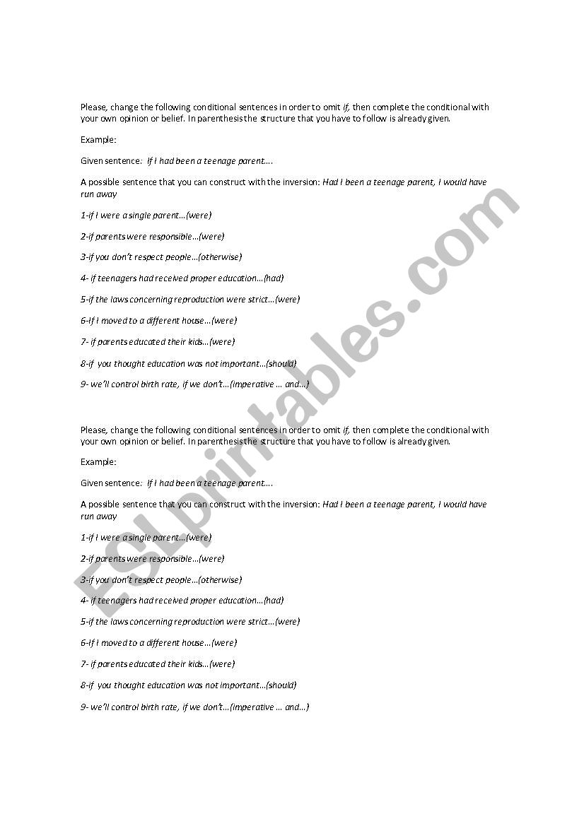 If inversions worksheet