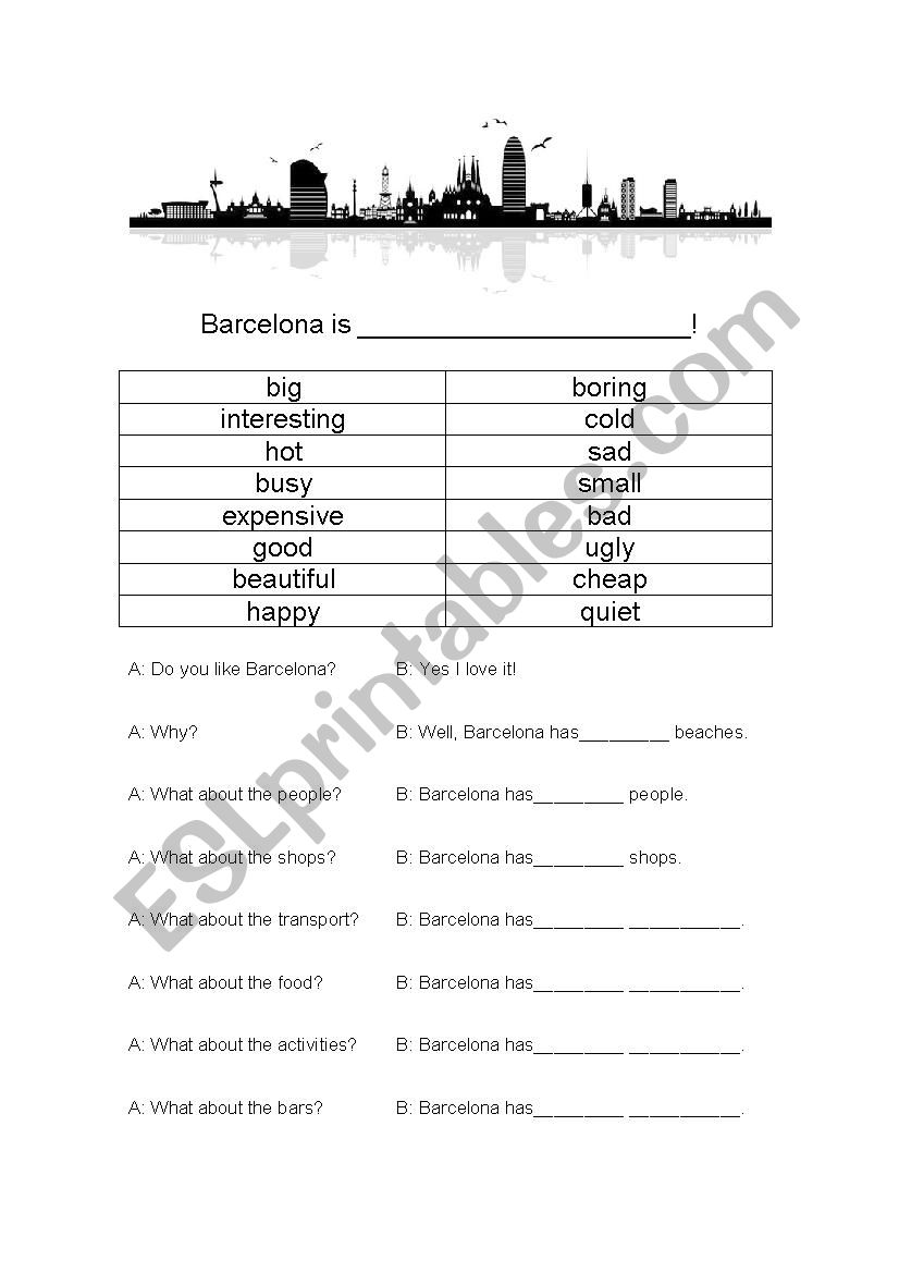Adjectives for Barcelona: A dialogue 