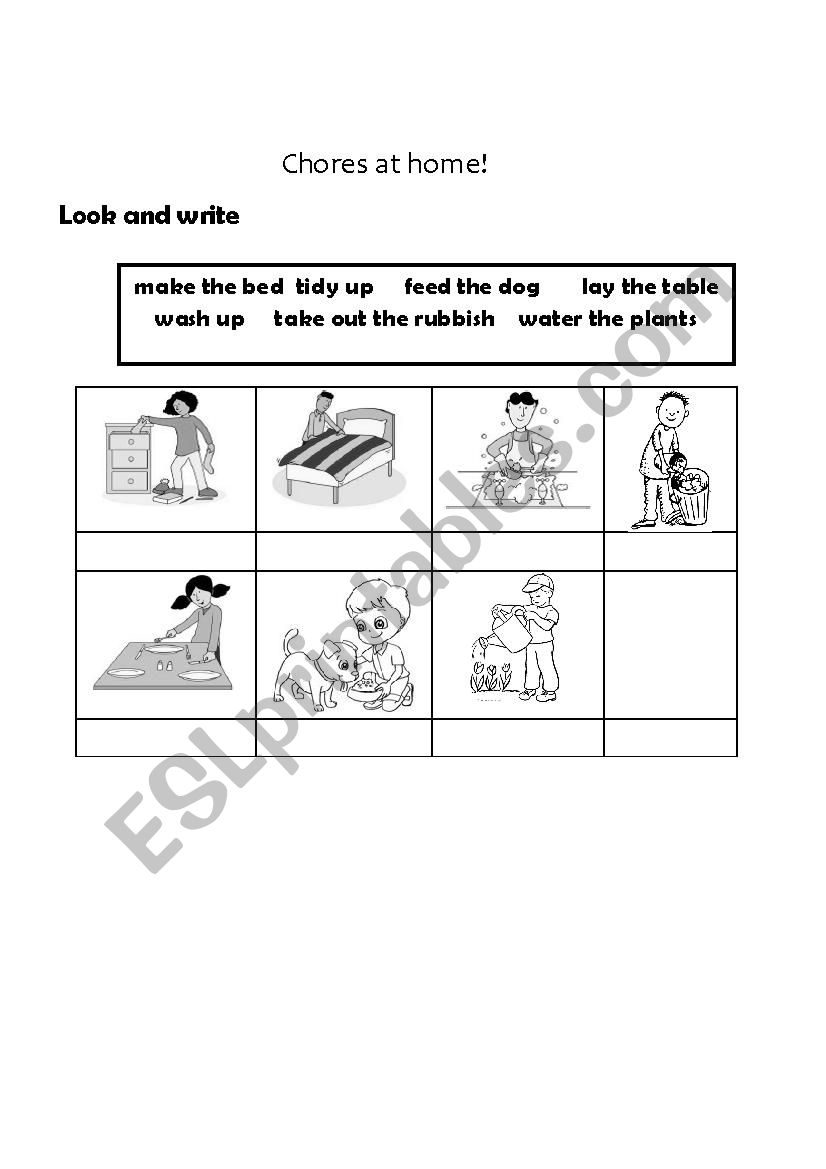 Chores at home worksheet