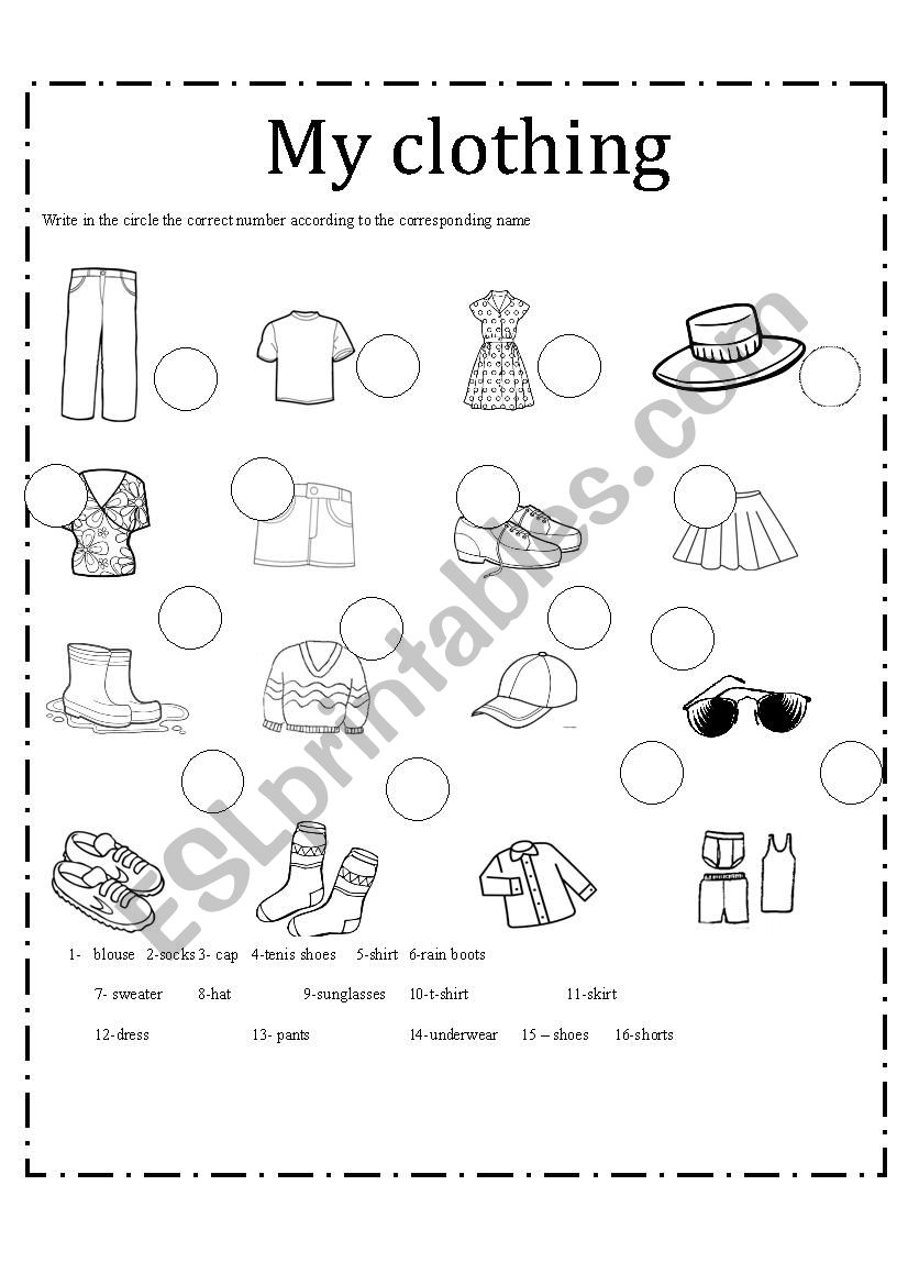 MY CLOTHING  worksheet