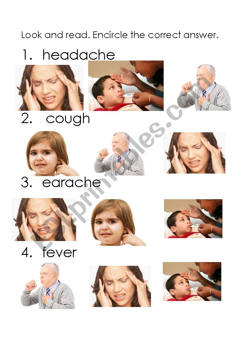 headache cough fever earache worksheet