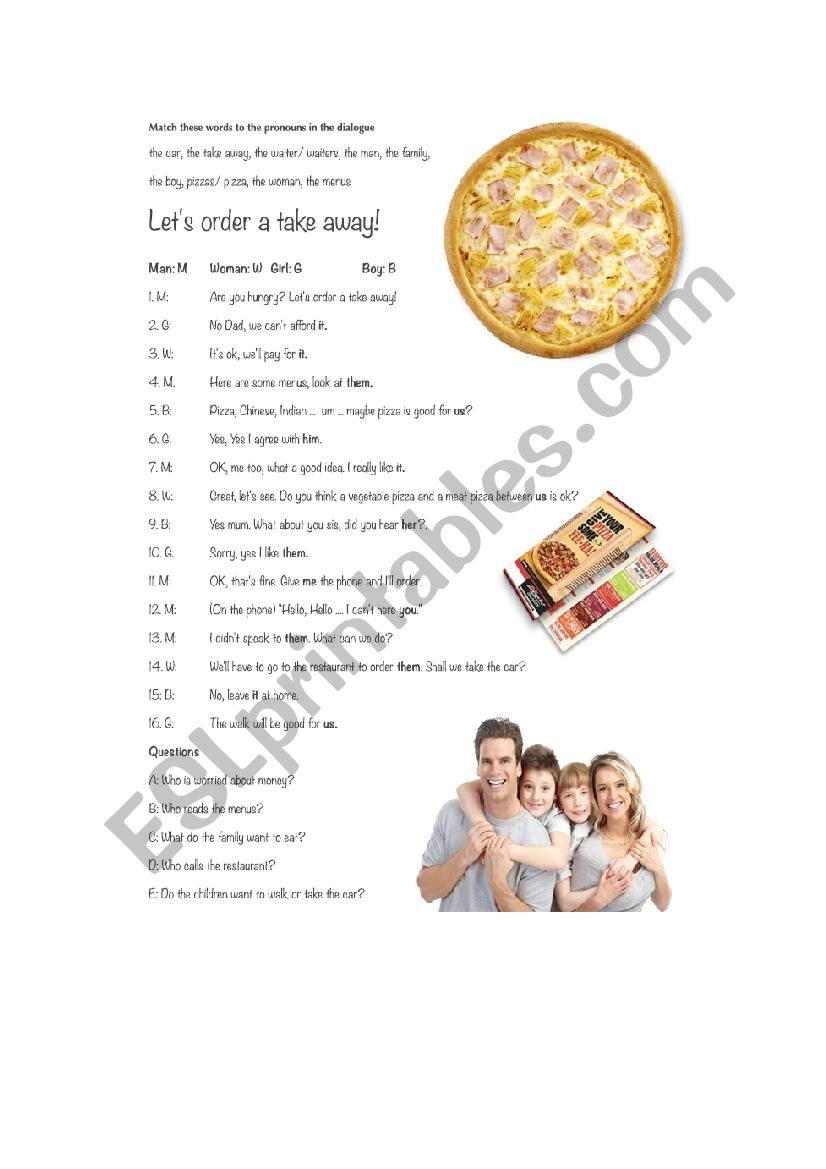 Lets order a take away! worksheet