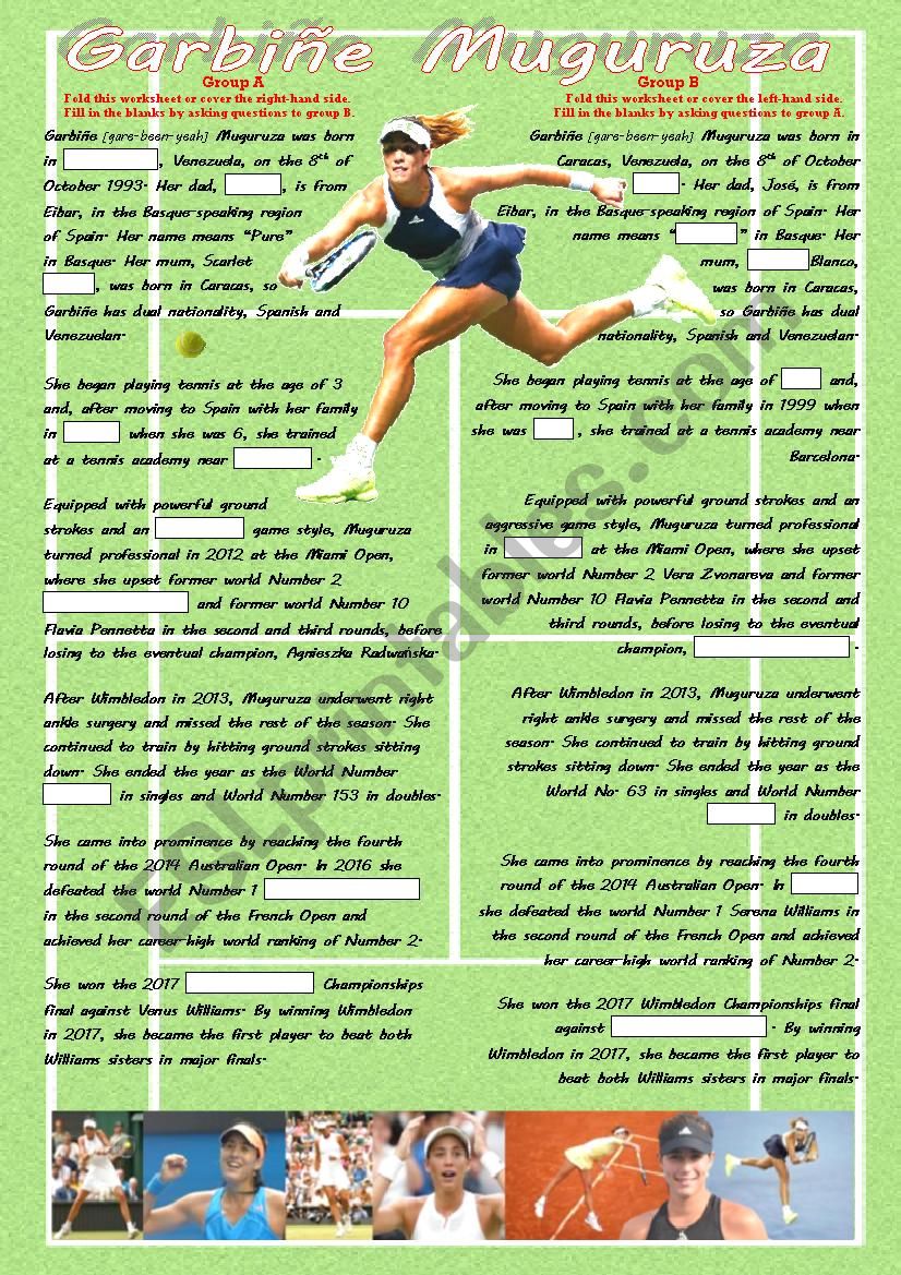 GarbiÃ±e Muguruza worksheet