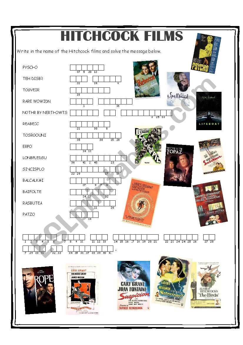 Hitchcock Films Double Puzzle worksheet