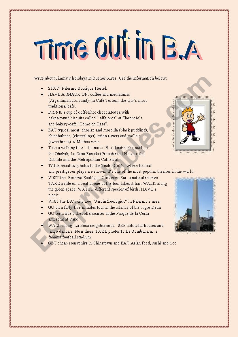 Time out in B.A, Argentina worksheet
