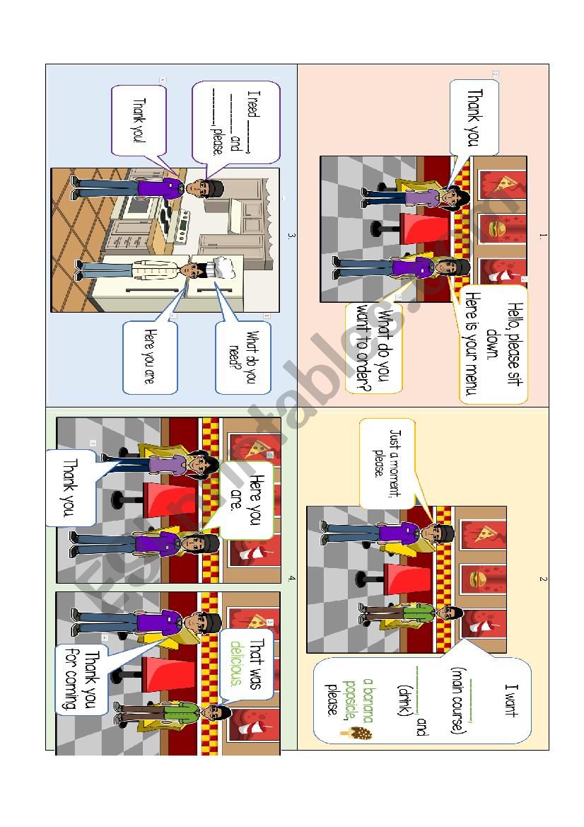 Restaurant role play- Dialogue 